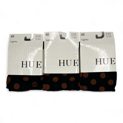 HUE Control Top Tights Womens Size S/M Black Brown Polka Dot Cinnamon 3 Pair New